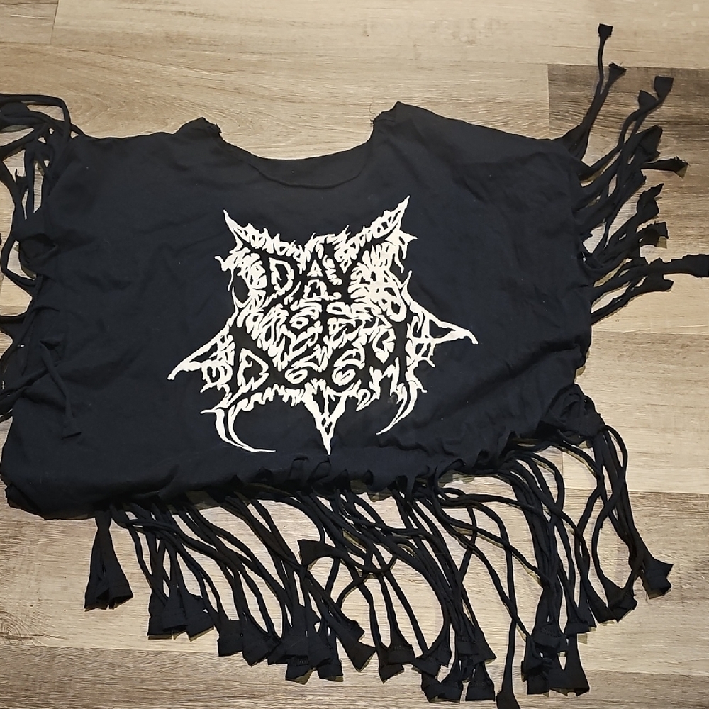 Fringed Black home made goth top